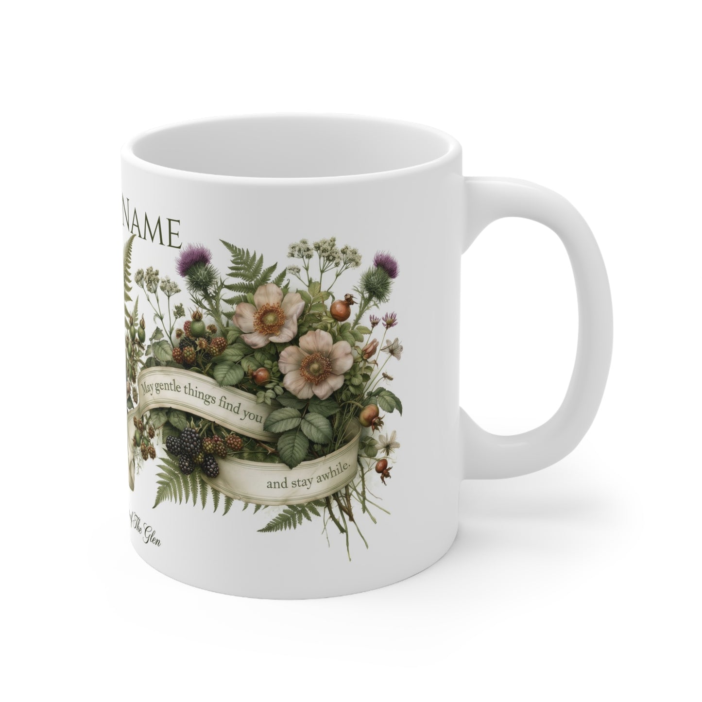 Personalised Sleeping Mouse Mug — Cosy Botanical Illustration | 11oz