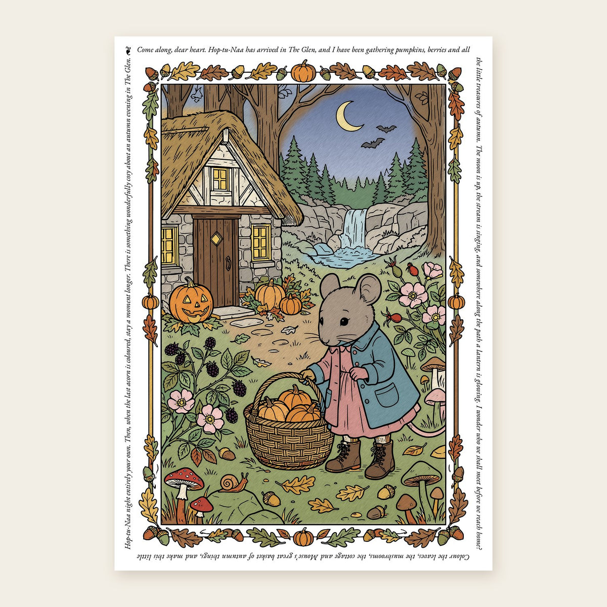 Mouse’s Pumpkin Evening | Halloween Colouring Sheet | Tales of The Glen