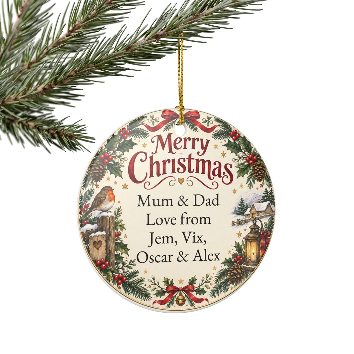 Personalized Ceramic Christmas Ornament