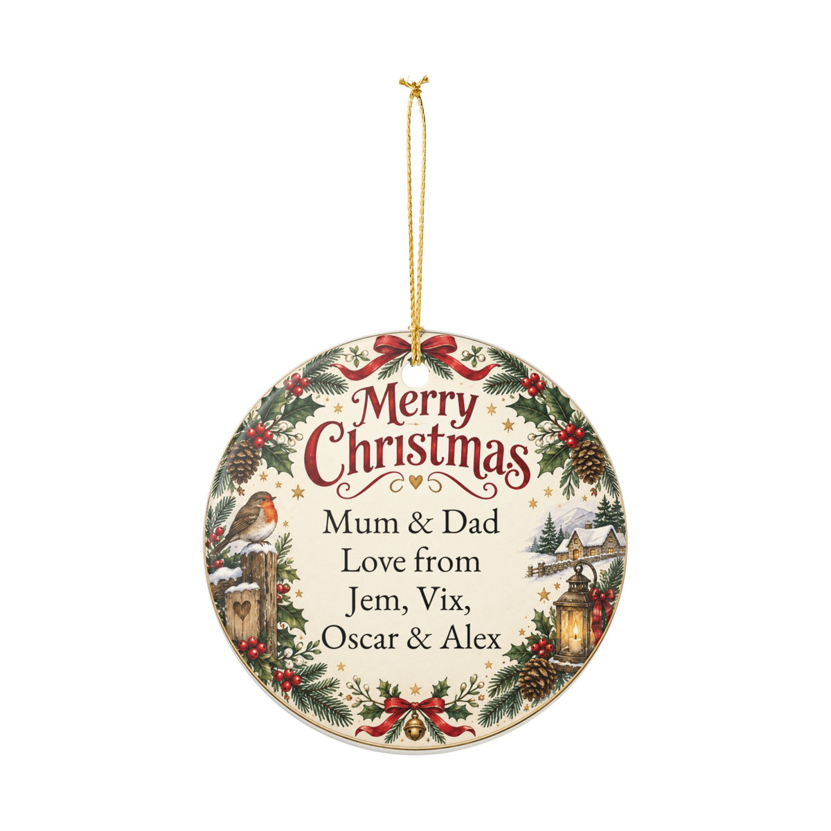 Personalized Ceramic Christmas Ornament