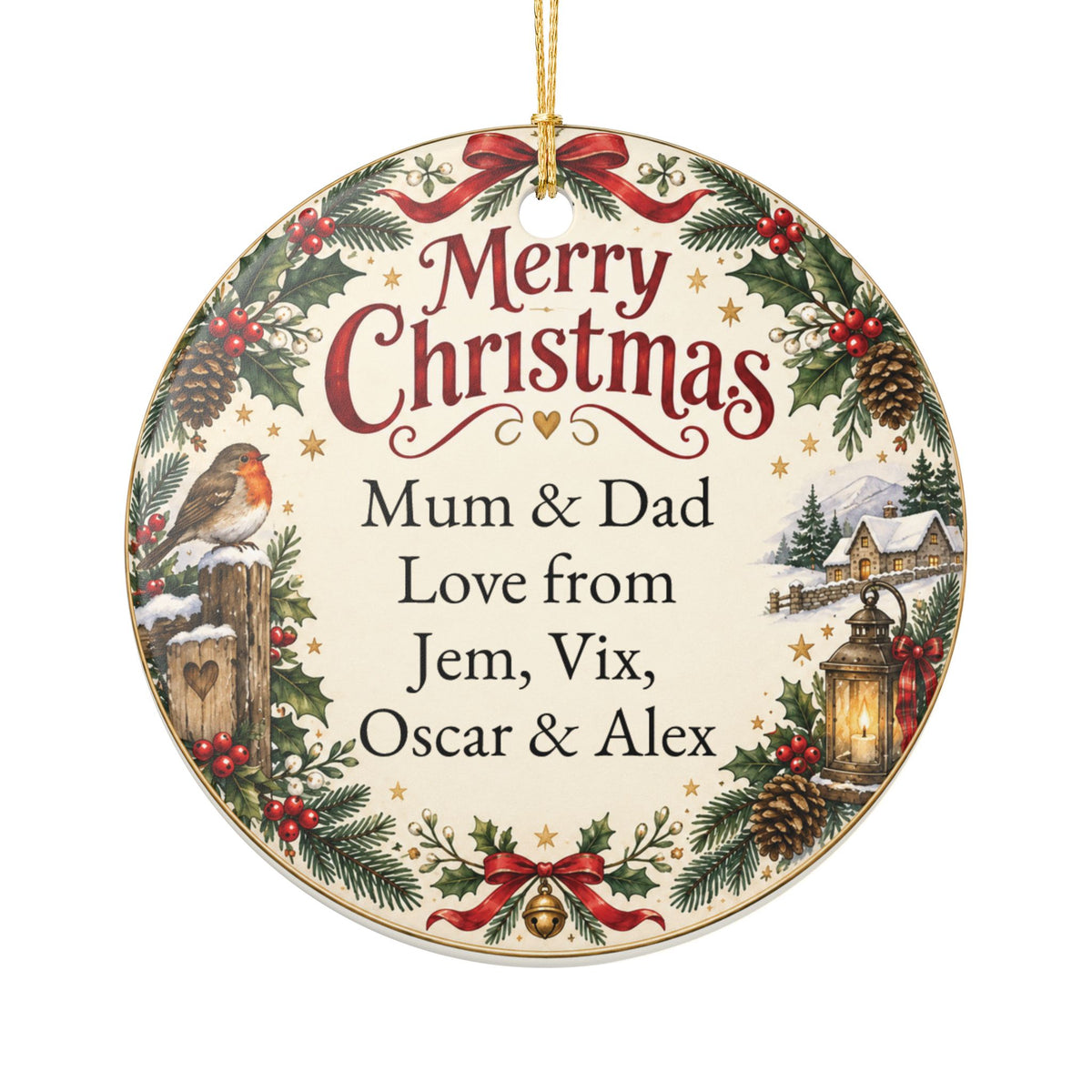 Personalized Ceramic Christmas Ornament