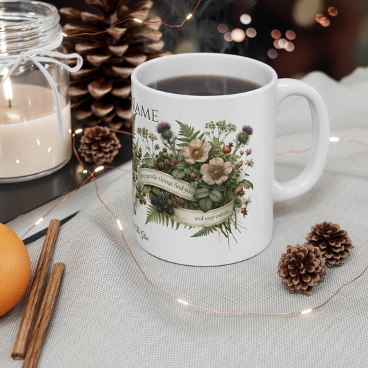Personalised Sleeping Mouse Mug — Cosy Botanical Illustration | 11oz