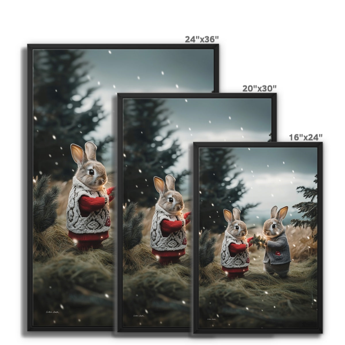 Christmas and Snow Friends Framed Canvas – Victoria Beata
