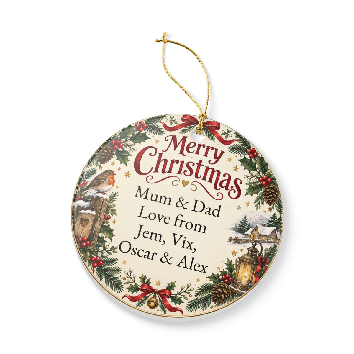 Personalized Ceramic Christmas Ornament