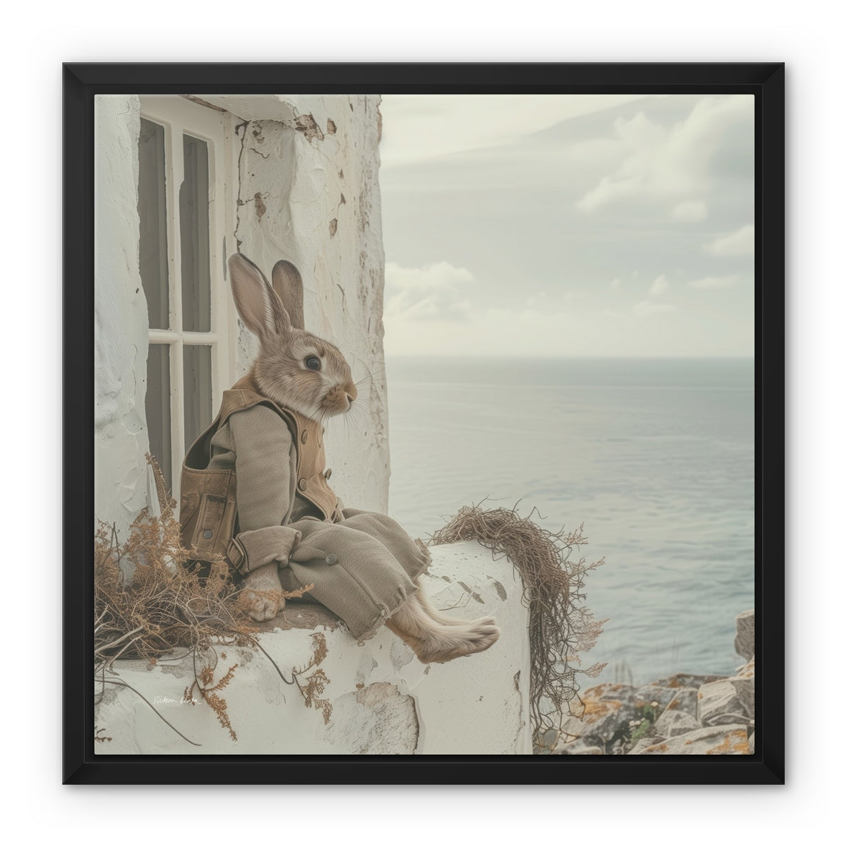 Rabbit's View Framed Canvas