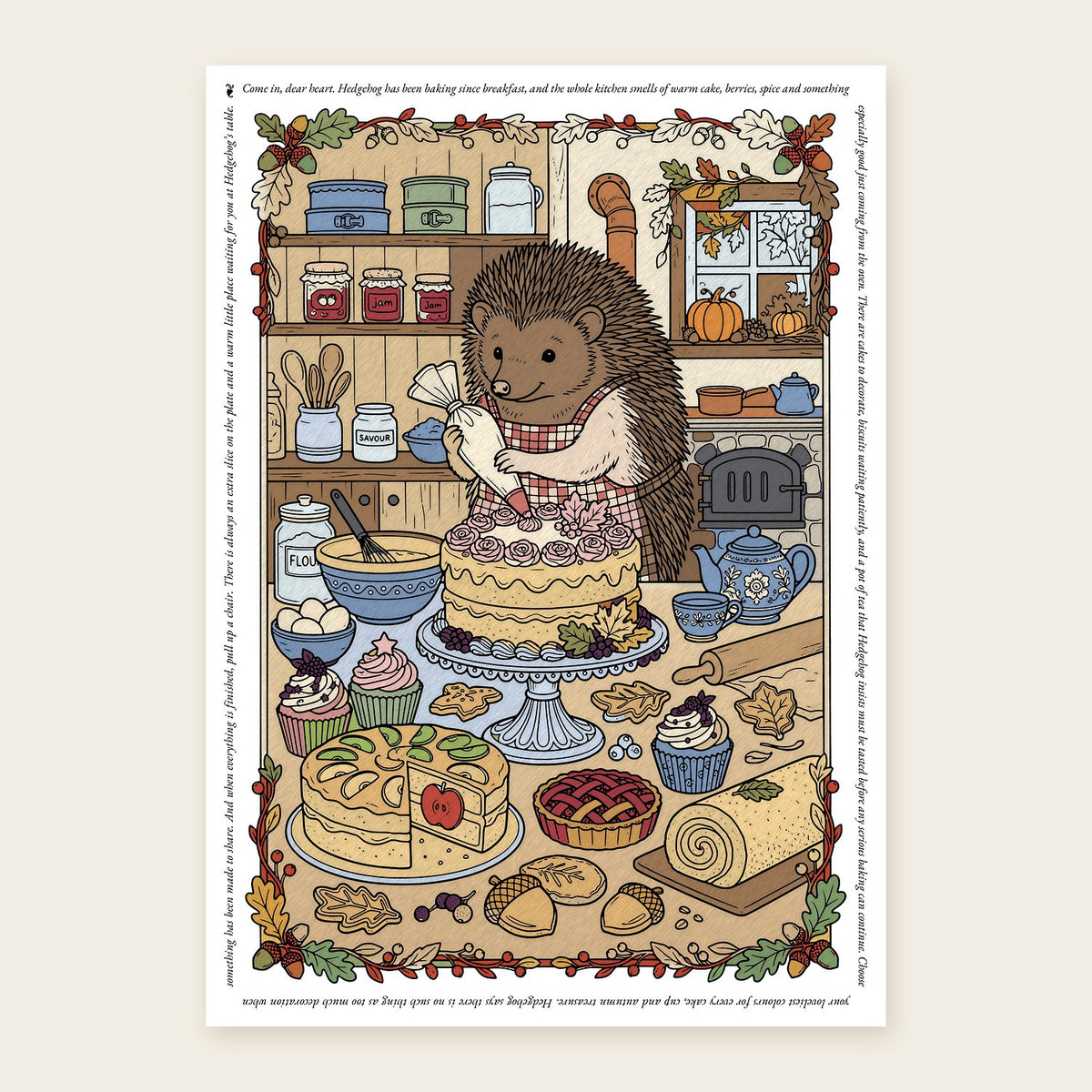 Hedgehog’s Autumn Cake Kitchen | Baking Colouring Sheet | Tales of The Glen