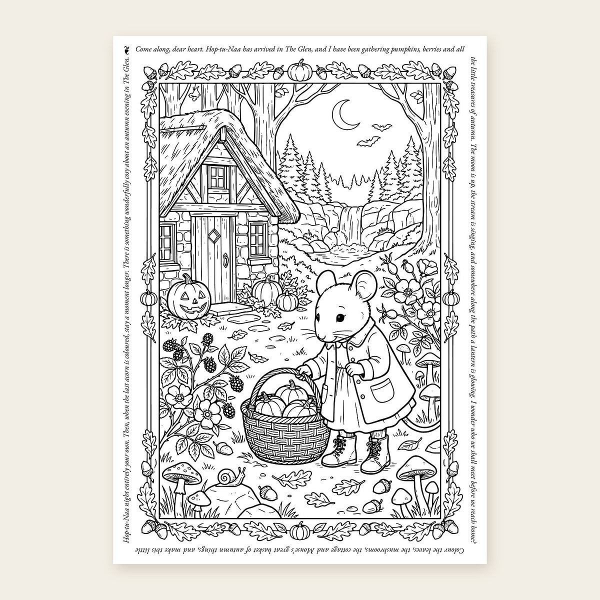 Mouse’s Pumpkin Evening | Halloween Colouring Sheet | Tales of The Glen