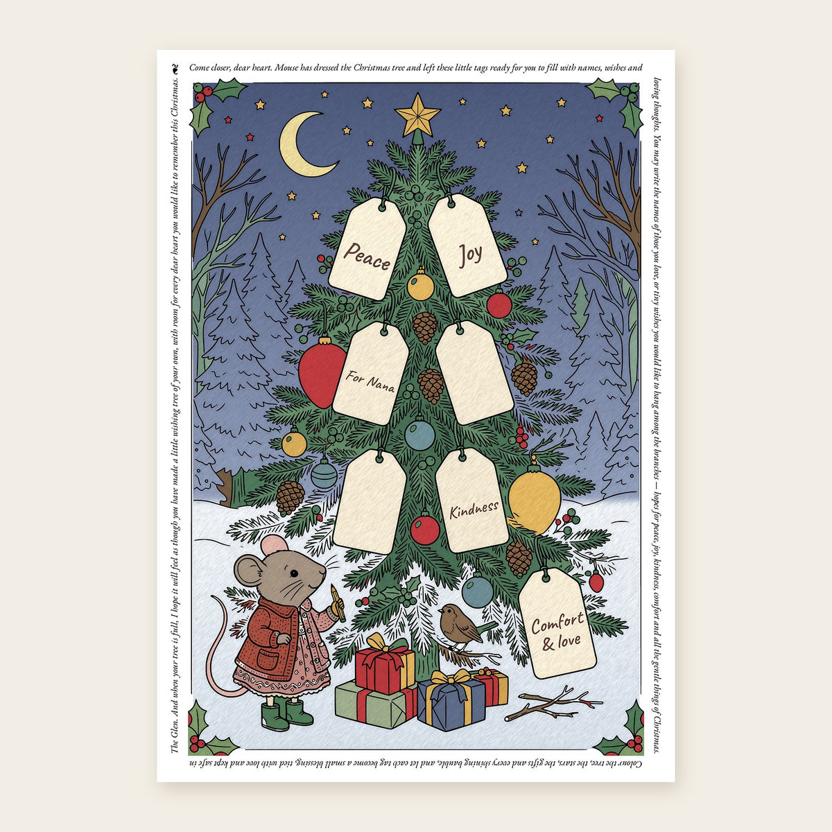 Mouse’s Christmas Wishing Tree | Colouring & Wishes Sheet | Tales of The Glen
