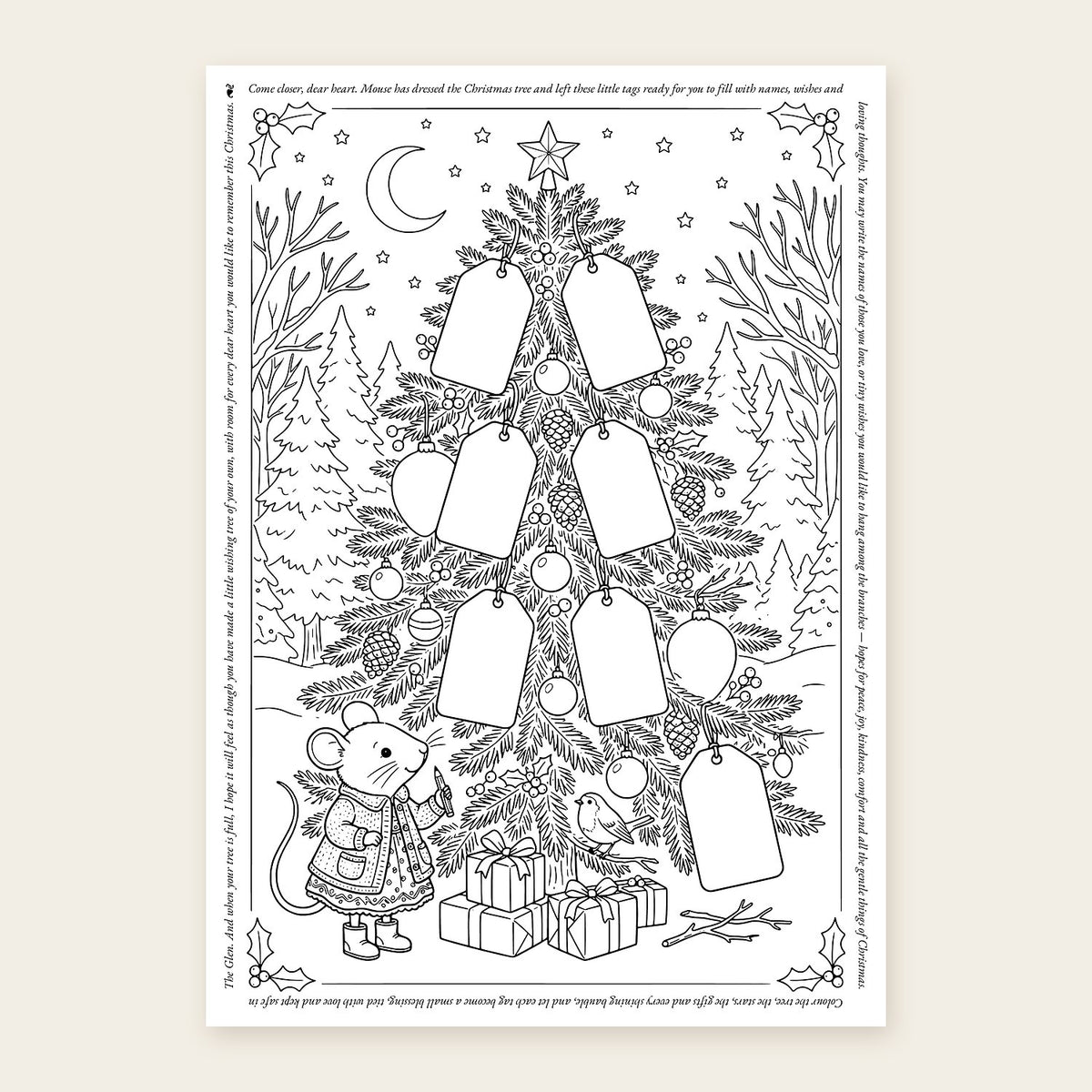 Mouse’s Christmas Wishing Tree | Colouring & Wishes Sheet | Tales of The Glen