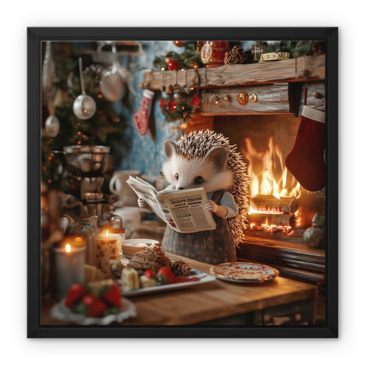 Hedgehog's News Framed Canvas