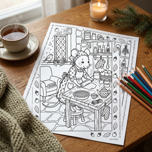 Mouse apple pie colouring sheet lifestyle preview