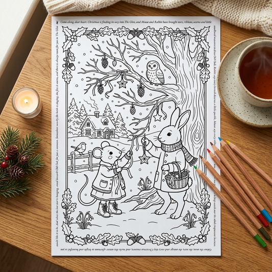 Old Oak Christmas colouring sheet lifestyle preview