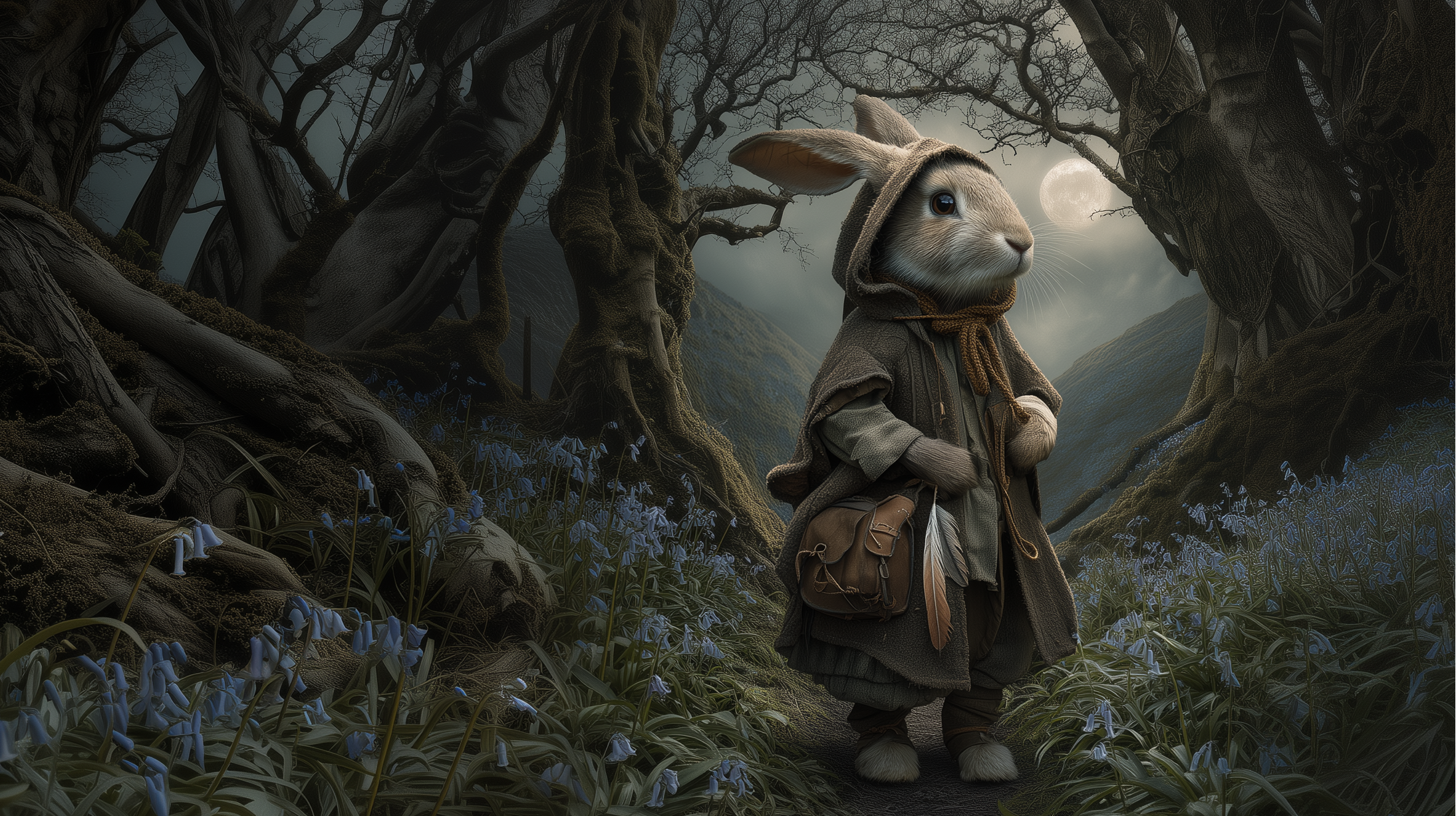 rabbit guardian of the glen in a forest setting with a mystical atmosphere